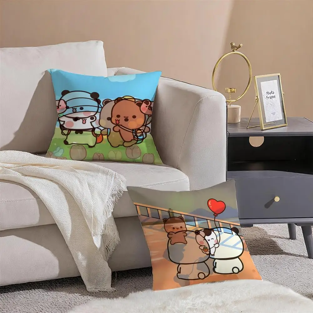 Popular Cartoon Bubu & Dudu Cute 4 Pillow Case Double-Sided Plush Sofa Cushion Covers Organic Breathable Invisible Zipper