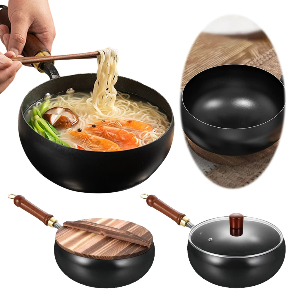 

24CM Nonstick Wok Flat Bottom Non-Stick Pan with Lid Iron Wok for Home Camping Restaurant Hotel Kitchen