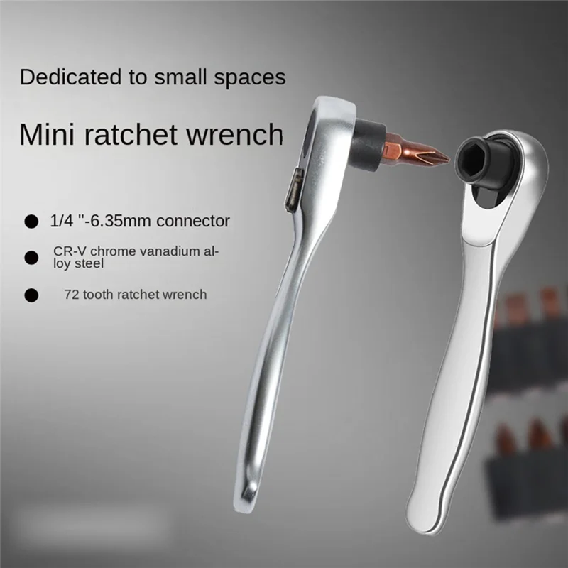

ABUP-Mini Spiny Wheel Wrench 1/4 Positive And Reverse Fast Screwdriver, Inner Hexagonal Plums Blossom Multi -Function Set