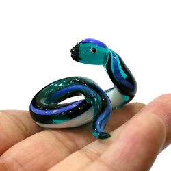 Murano Glass Snake Ornaments Cute Zodiac Miniature Figurine Home Table Living Room Decor Collection Xmas New Year Gifts for Kids