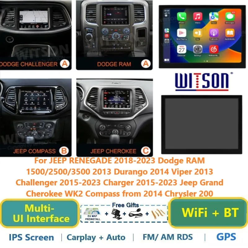 Android Car Multimedia For JEEP RENEGADE Dodge RAM 1500 Durango Grand Cherokee Chrysler Compass Carplay Auto Stereo Radio