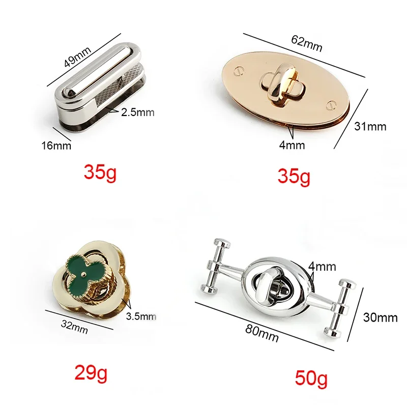 Oval/Flower Shape Metal Clasp Turn Lock Twist Locks For DIY Bags Purse Shoulder Handbag Press Lock Buckle Decorative Accessories