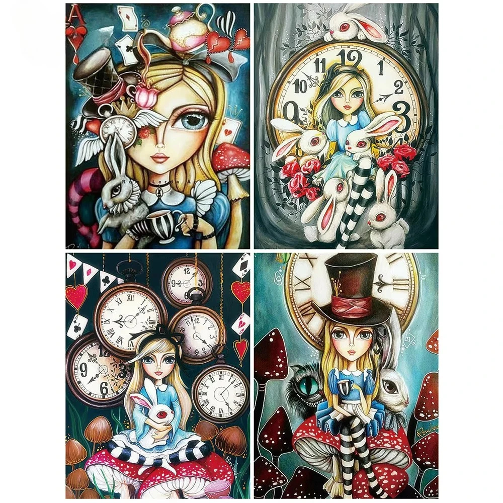 

Diy Drawing By Numbers Alice In Wonderland Set Oil Painting Colorful Clock Canvas New Arrival Cartoon Child Hobby unfra