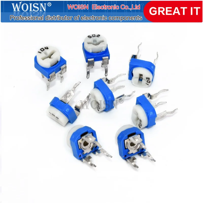 500pcs RM065 RM-065 100 200 500 1K 2K 5K 10K 20K 50K 100K 200K 500K 1M ohm Trimpot Trimmer Potentiometer variable resistor