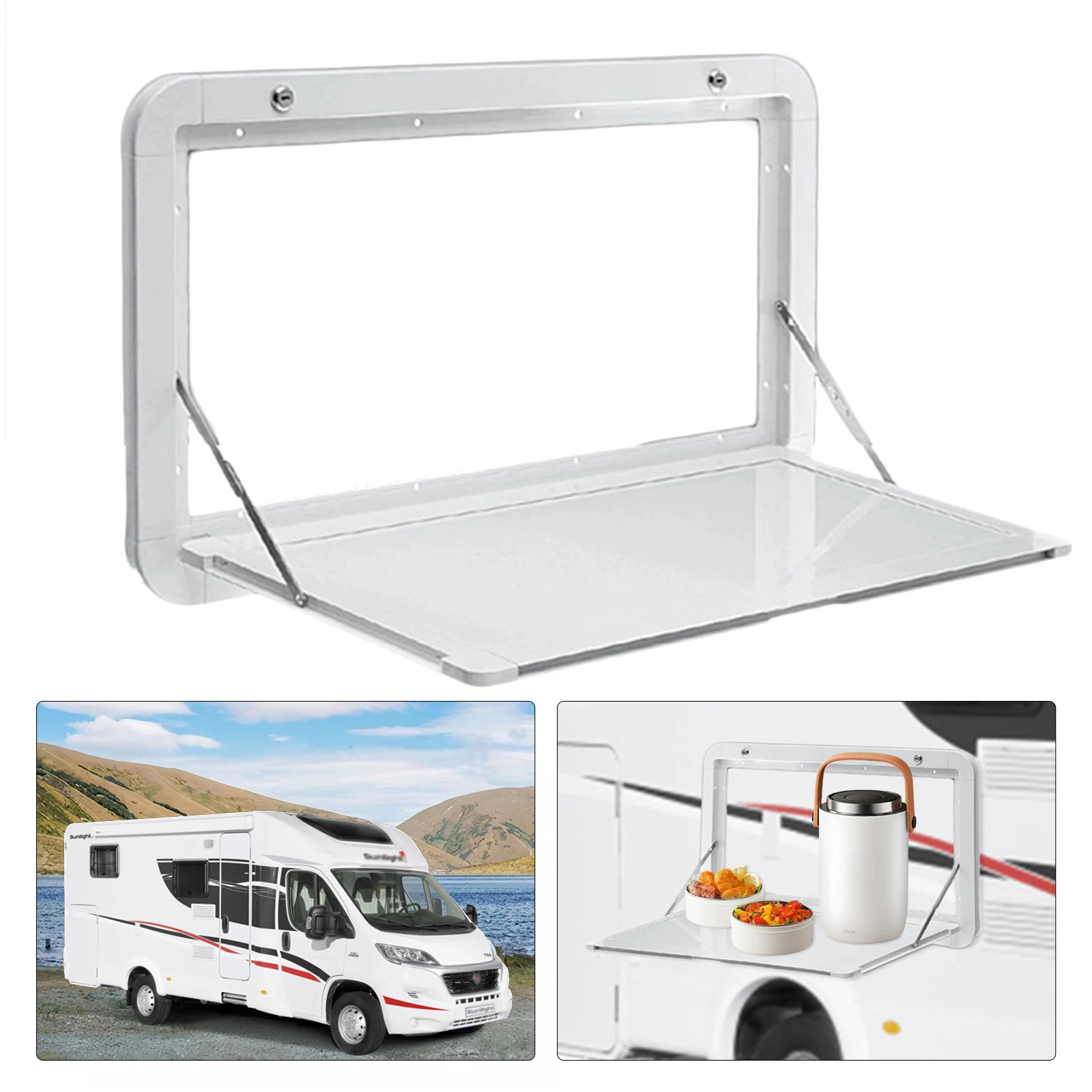 Wall-mounted Foldable RVs Table Aluminum Alloy Rectangular for Caravans Vans Truck Campers Travel Trailers