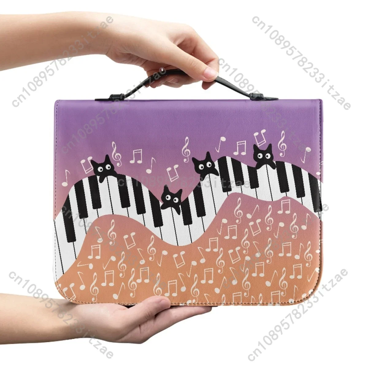 Christian Bible Bag for Women Bible Cover Case Art Piano Keyboard Music Note Pattern Print Handbags Portable Bible Storage Bags