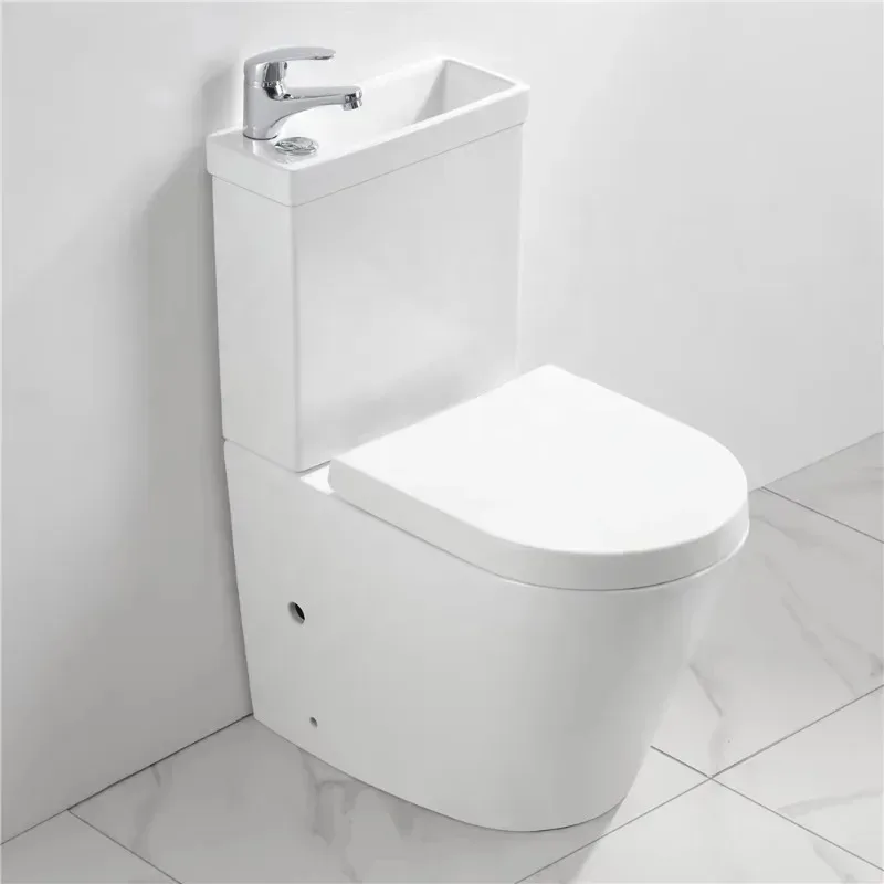 【From China】2In1 Sink Combined Washbasin Bathroom Toilet Space Saving Unit with Faucet and Thick Closed Toil