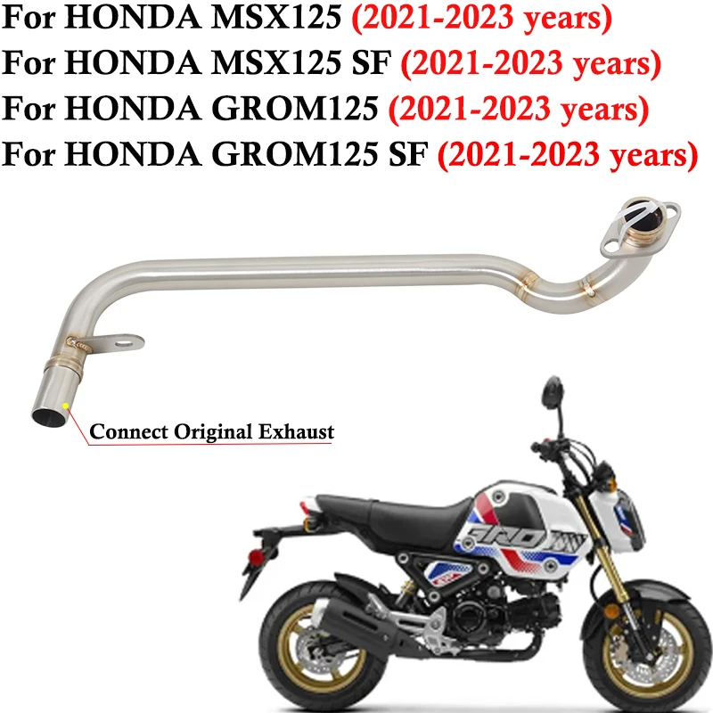 

Slip On For Honda GROM125 MSX125 SF GROM 125 2021 2022 2023 Motorcycle Exhaust Escape Systems Modified Muffler Front Link Pipe