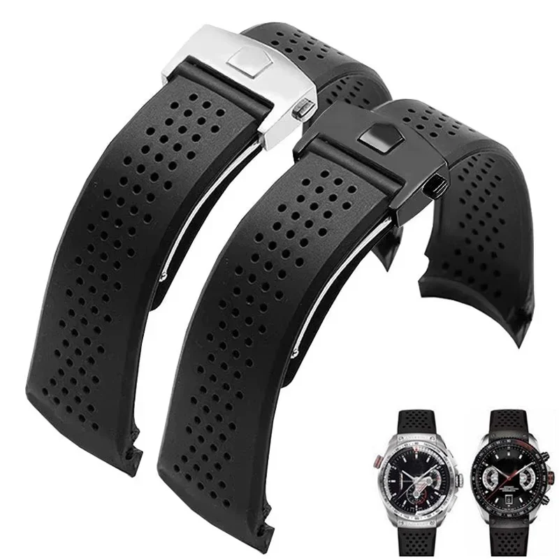 Watch Bracelet For TAG HEUER GRAND CARRERA AQUARACER Soft Silicone Wristband 22mm 24mm Men Watc Strap Rubber Watch Band Chain