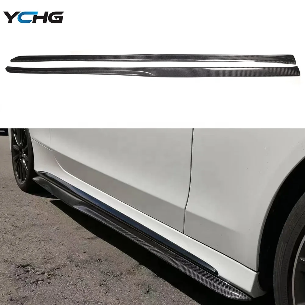 

W205 PSM Style Carbon Fiber Side Skirt For Benz C Class C205 Sport Edition Side Bumper Extensions C200 C300 C43 C63 2015-2021