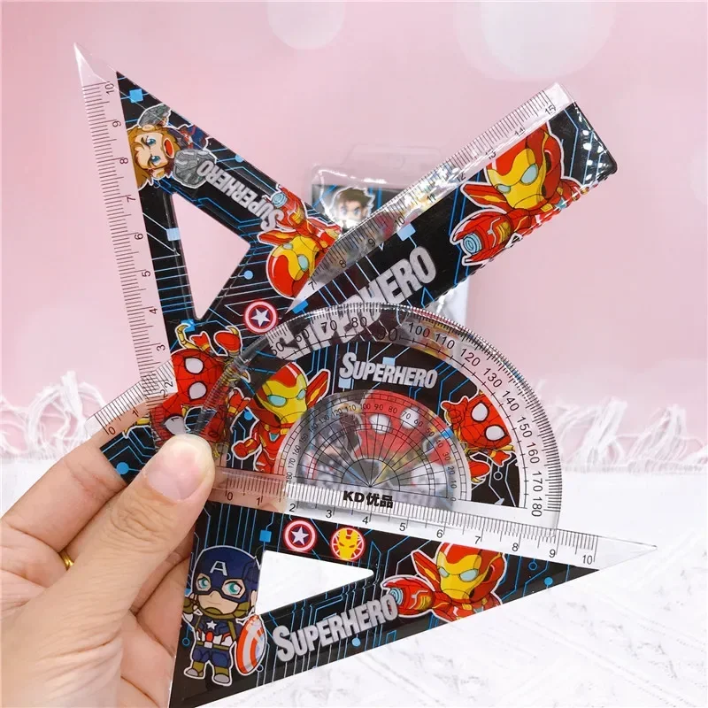 4pcs/set Disney Marvel Spider Man Straight Triangle Ruler Protractor Drafting Drawing School Office Supplies Student Stationery