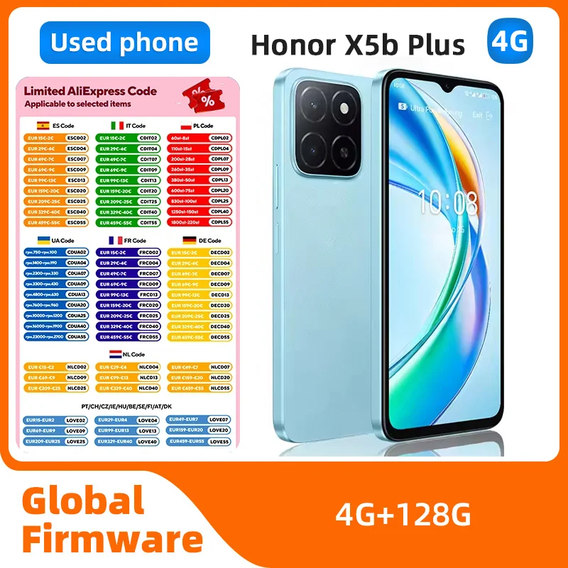 Honor X5b Plus 4G 4RAM 128ROM6.56in 90Hz LCD Screen 1612x720px 50MP Camera 5200mAh Charge used Phone