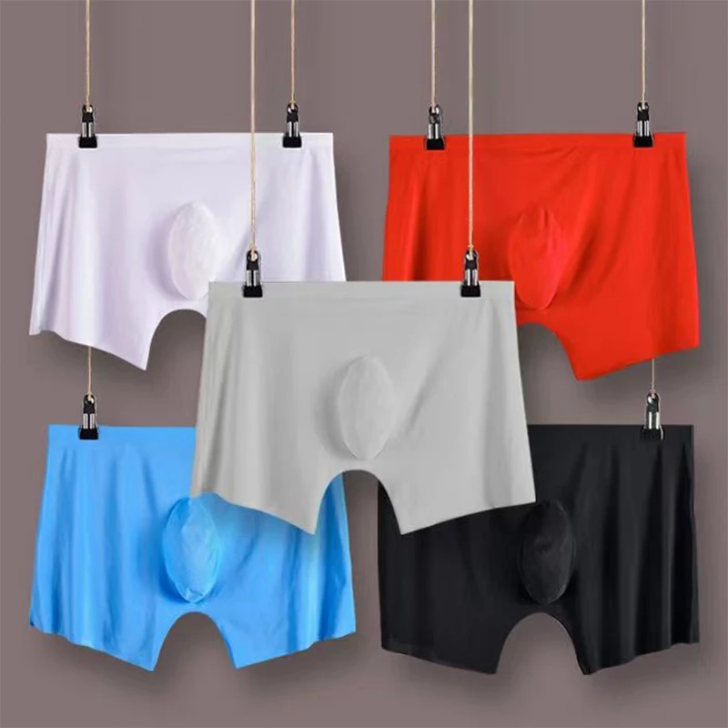 3PCS/Pack Solid Ultra Thin Ice Silk Boxers Men Seamless Low Rise Shorts Comfort 3D U Convex Bag Panties Plus Size Nude Underwear