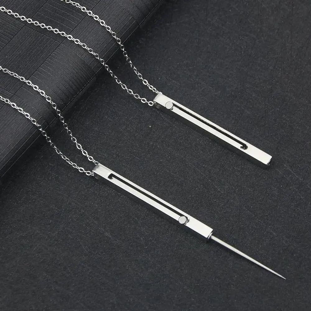 

Stainless Steel Retractable Cross Necklace Pendant, Metal Portable Retractable Toothpick, Toothpicking Tool, Multi-functional an