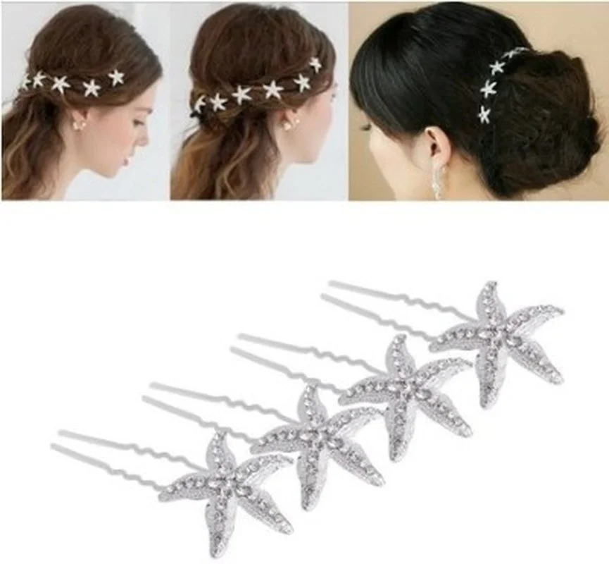 2026 5/10PCS Starfish U-shaped Hair Clip Fashion Cute Elegant Hair Pin Wedding Bride Hair Comb Women Girls Hair Ornaments