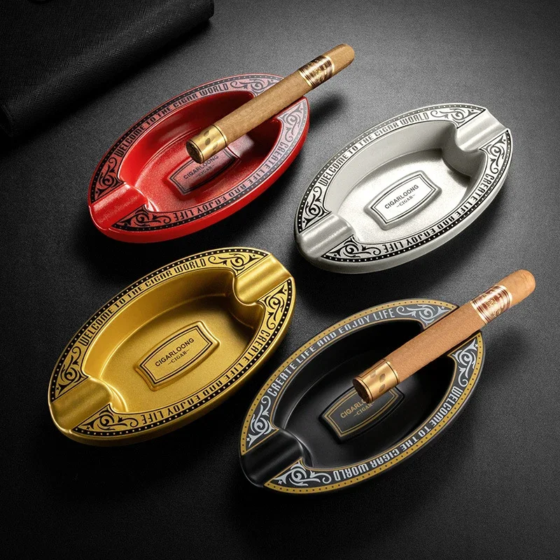 

Creative Cigar Ashtray Portable Cigar Ash Tray Pear Gold/White/Black Desktop Ashtray with 2 Slots for CigarOffice Home Deco