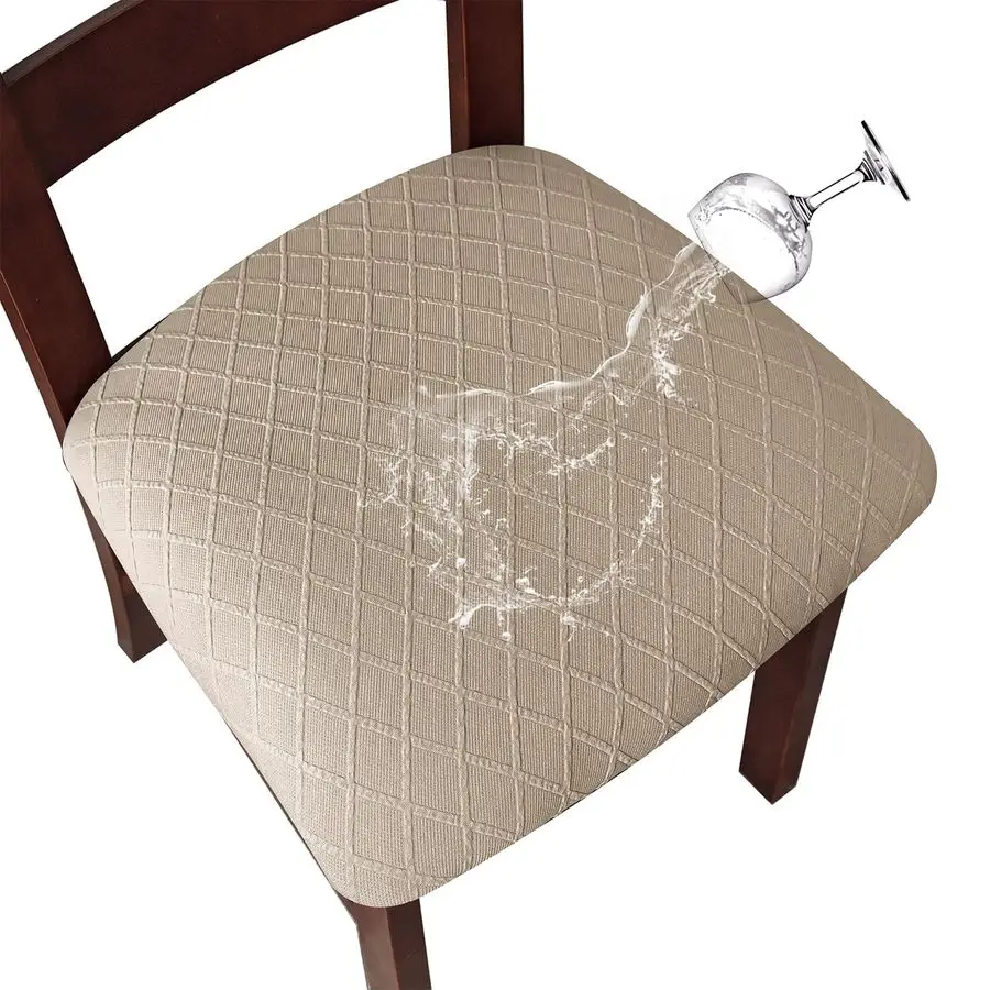 

Waterproof Seat Covers for Dining Room Chairs Covers Dining Chair Cover Kitchen Chair Covers Khaki, 6 Pcs