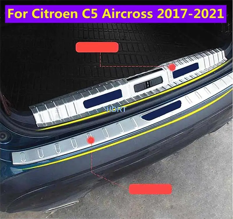 

For Citroen C5 Aircross 2017 2018 2019 2020 2021 Stainless Steel Rear guard Bumper Protector Trunk Tread Plate Trim Car styling