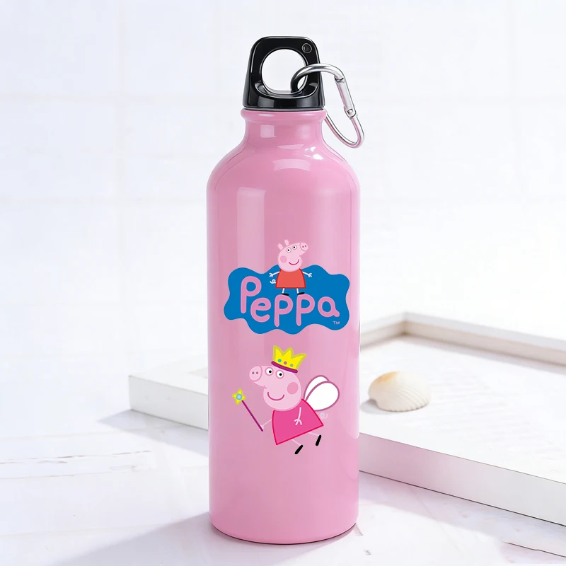 

Peppa Pigs Water Cup Boys Girls Cartoon Anime Aluminum Kettle Large Capacity Sports Water Bottle Kawaii Drinking Cup Kids Gift
