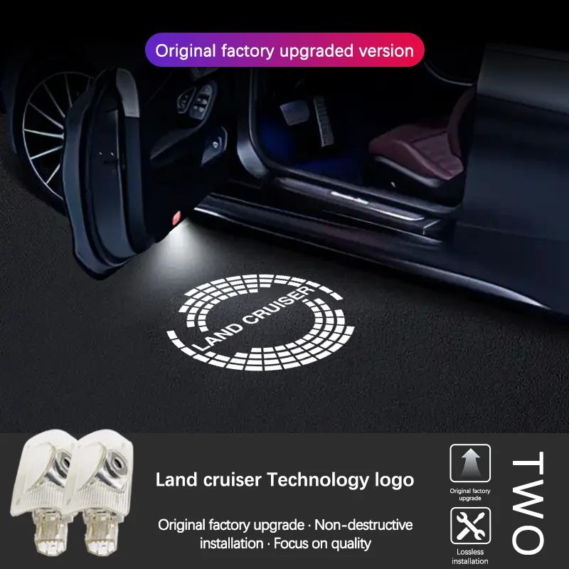 LED Car Logo Projector Ghost Shadow Welcome Door Light For Toyota Land Cruiser 2007-2019 200 J200 J100 LC100 LC200 Accessories