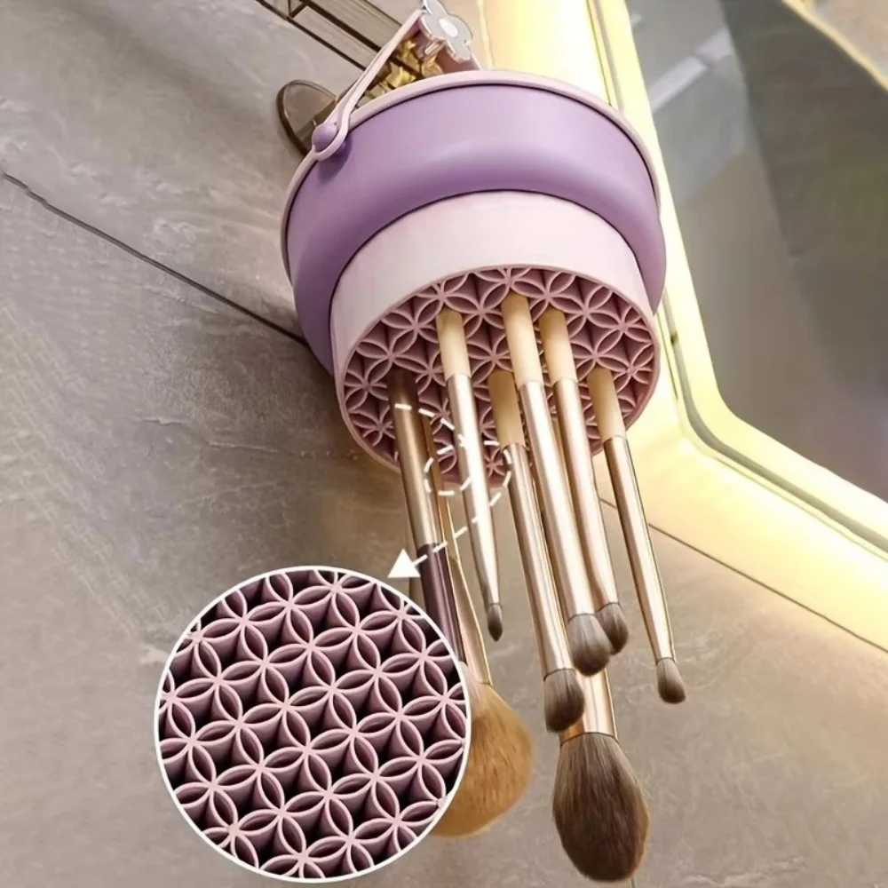 3 in 1 Makeup Brush Cleaning Bowl Multi-Function Silicone Dry Cleaning Drying Rack Brushes Powder Puff Beauty Egg Cleaning Tools