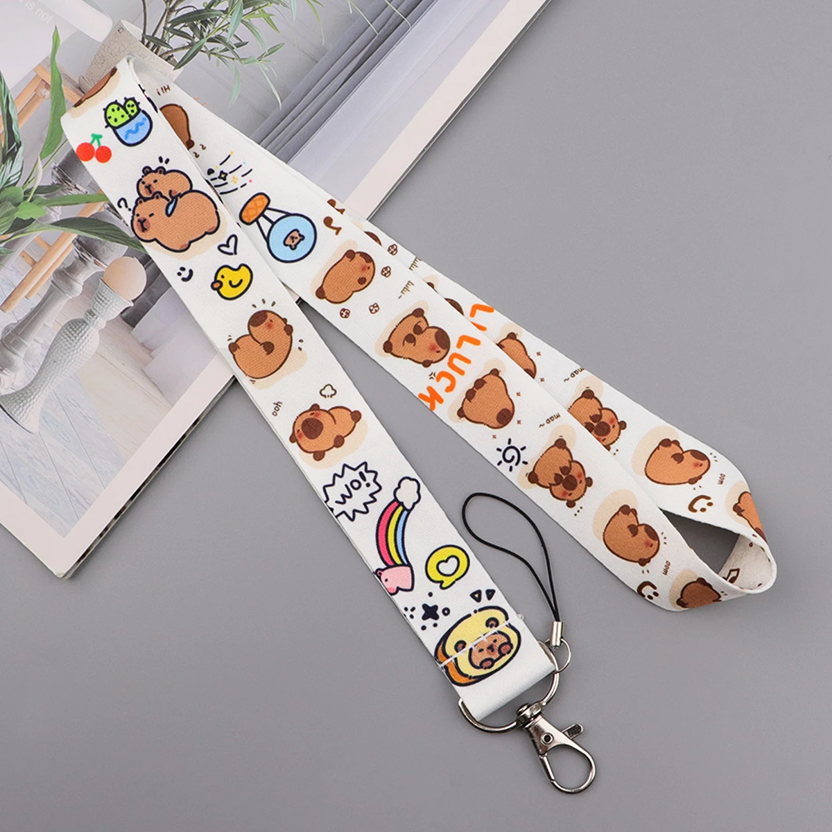 Cartoon Capybara Neck Strap Animal Lanyards for Key ID Card Gym Cell Phone Strap USB Badge Holder Rope Pendant Key Chain Gift