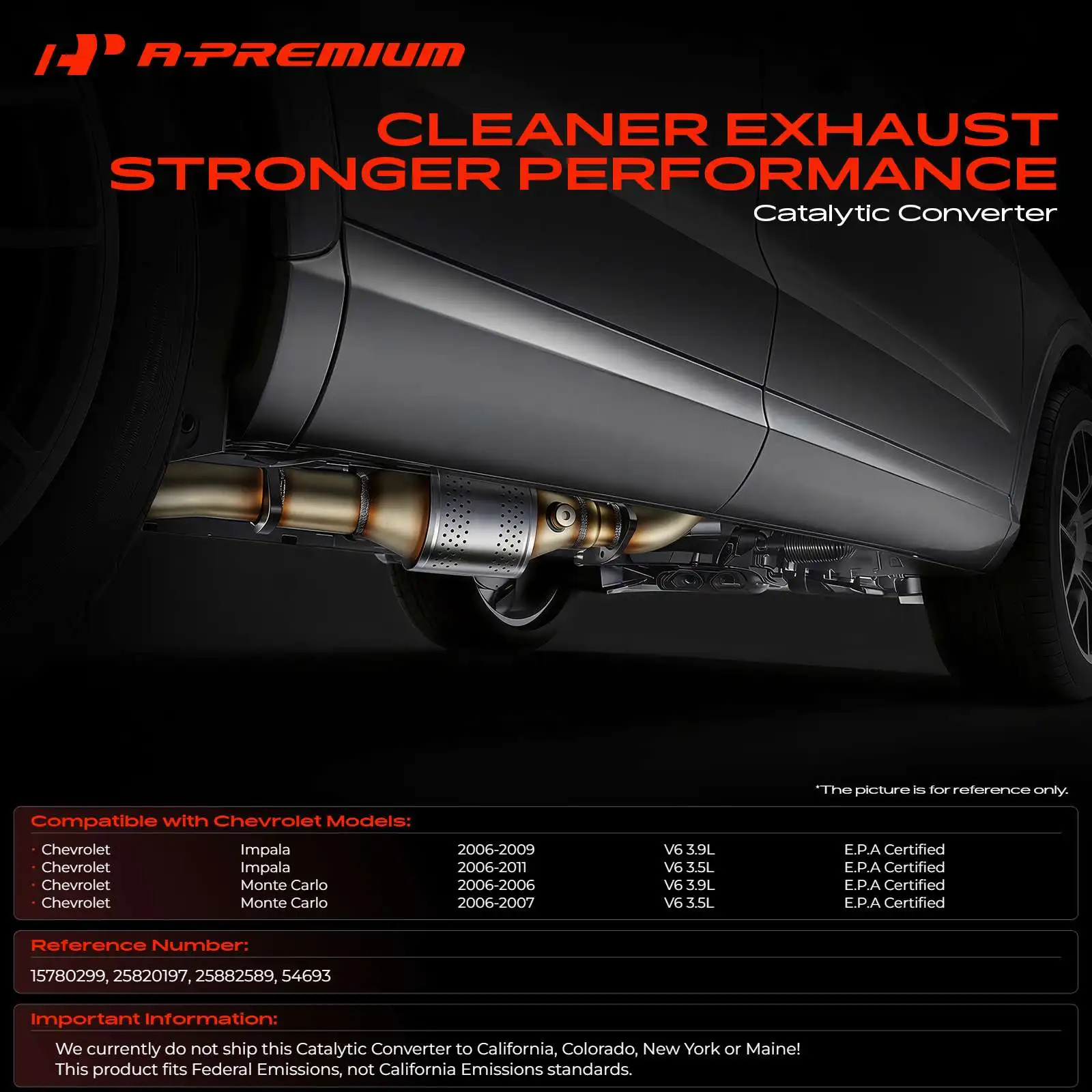 A-Premium Catalytic Converter for Chevrolet Impala 2006-2011 Monte Carlo 2006-2007