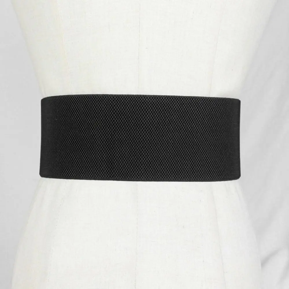 PU Waistband Fashion Black Alloy Belt Elastic knitted Zip Waist Corset Belts