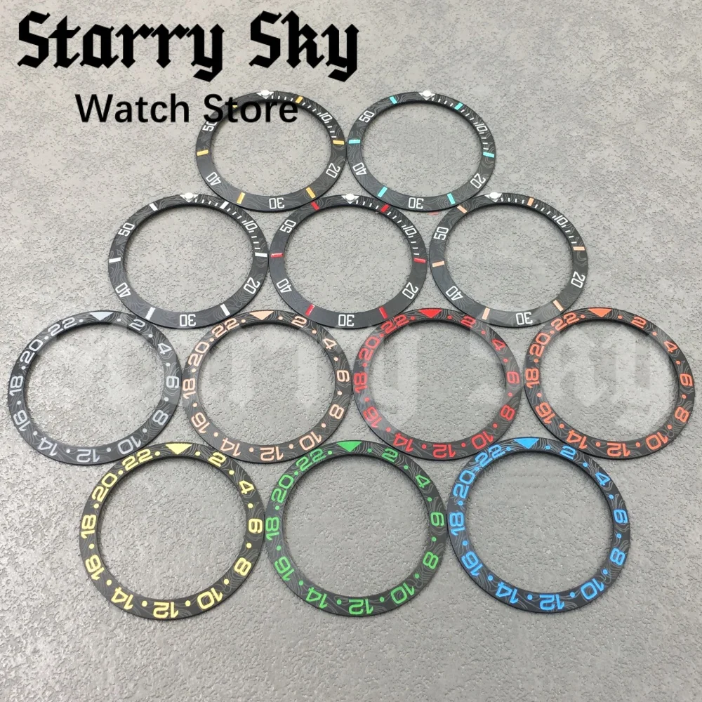 Starry Sky High Quality Curved Line Pattern Ceramic Watch Bezel Watch Parts Fit For Men's 40mm Diving Watch Case Watch Accessory