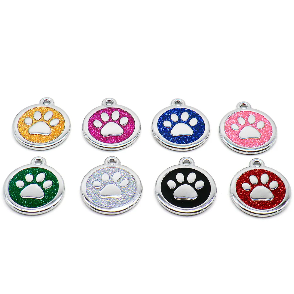 Wholesale 20Pcs Dog ID Tag Paw Tags Custom Personalized Cat Collar Pendant Engraved Pet Necklace Chain Charm Blank Tag For Name