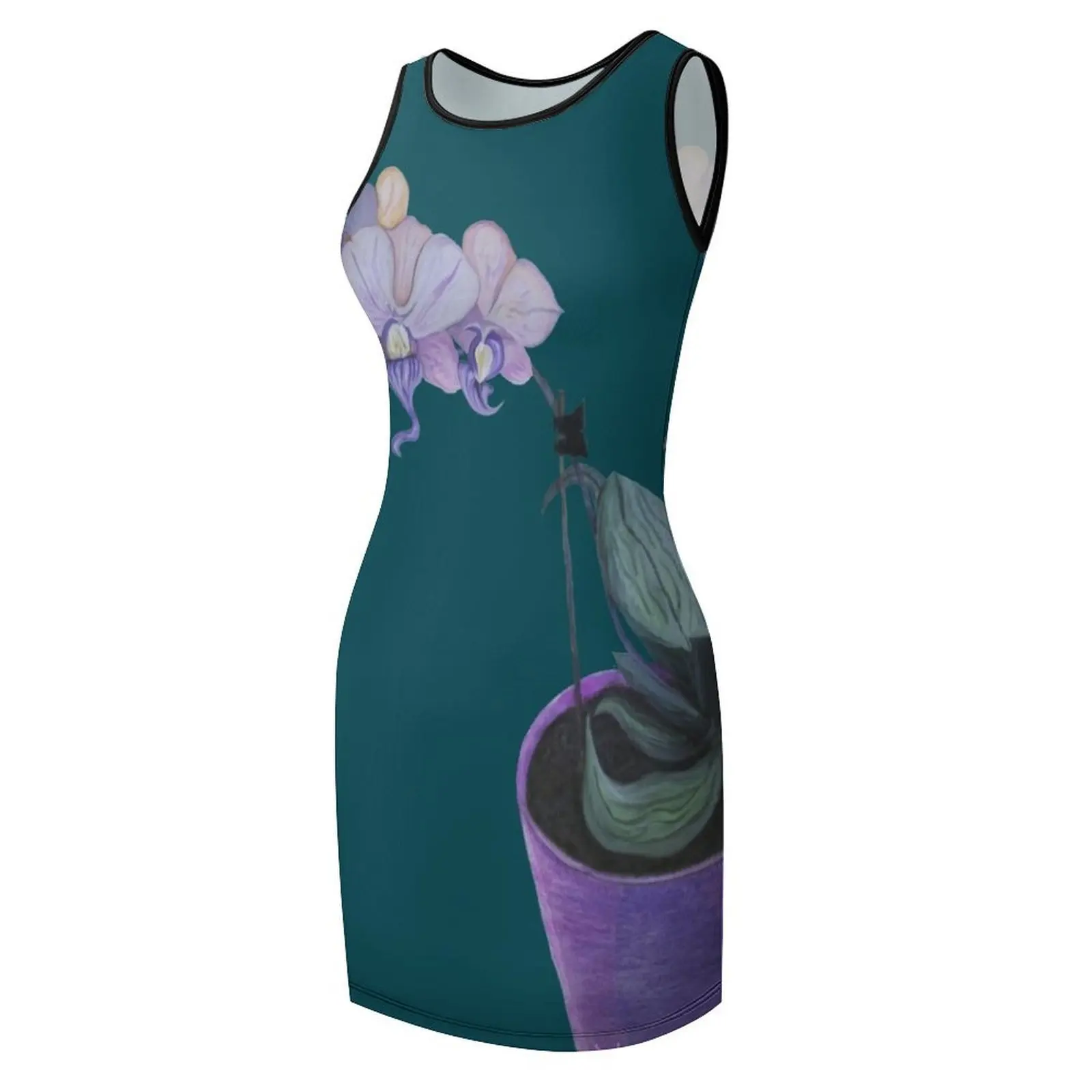 Abito estivo senza maniche con orchidea, abito estivo da donna, abito da compleanno 2025, abiti da donna per il ballo di fine anno