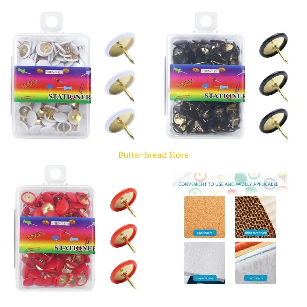 W89C 100 Pcs Push Pins Thumb Tacks Drawing Pins Decorative Pushpins Message Board Tacks School Office Supplies Poster Pins