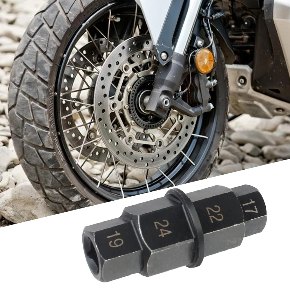 17 19 22 24mm Multifunction Multi Purpose Motorcycles Hex Axle Tool Durable 3/8 inch Antirust Versatile Professional 4-In-1