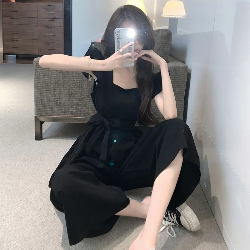 

Women Overalls Jumpsuit Set Stylish One Piece Bib Pants Straight Leg High End Niche Design Summer Spring Autumn Fashion