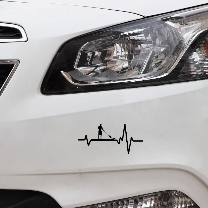 N516# Car Sticker Paddle Board SUP Stand Up Guy Heartbeat Vinyl Stickers Car Accessories Pegatinas Para Coche