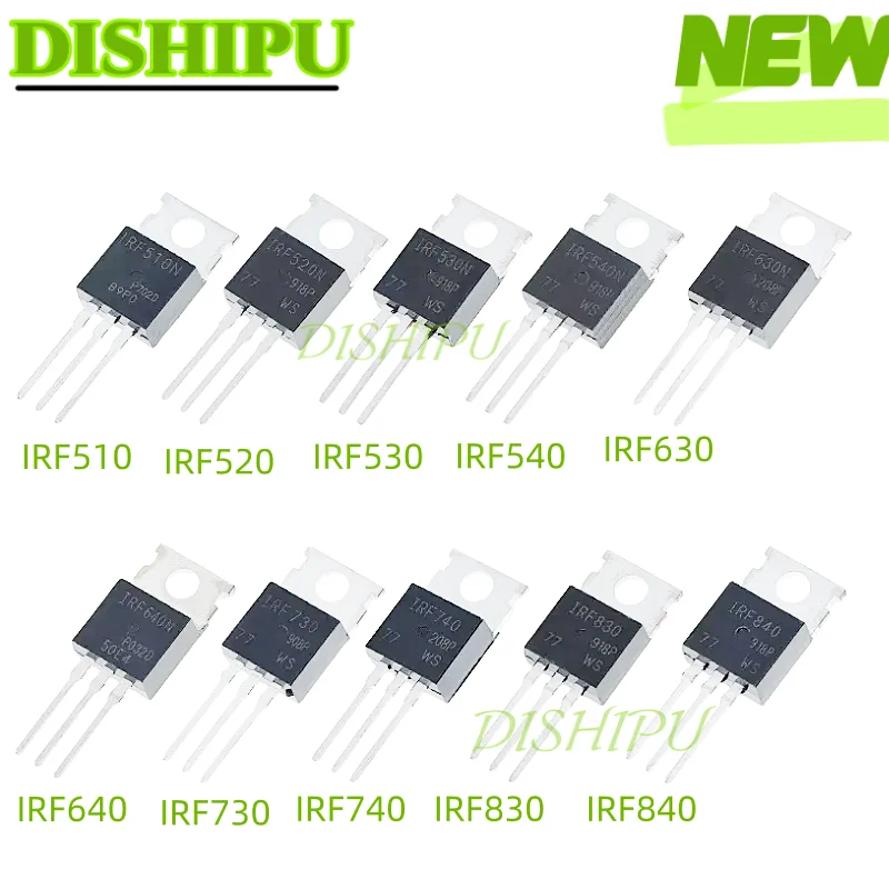 Transistor TO-220 TO220, IRF510, IRF520, IRF530, IRF540, IRF630, IRF640, IRF730, IRF740, IRF830, IRF840, 10 unidades