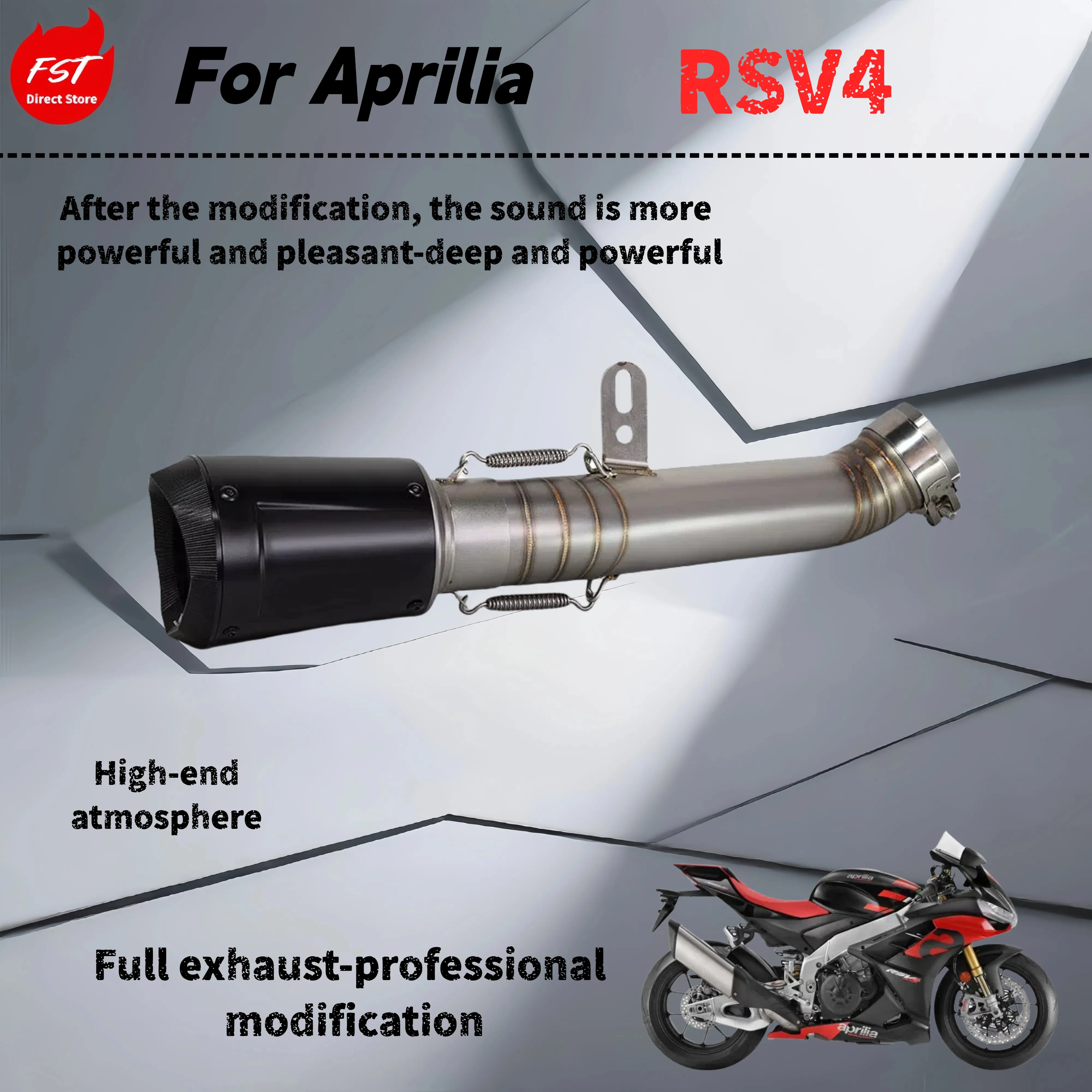 

For Aprilia RSV4-Modified mid-tail section exhaust pipe-The sound is deep, rich and powerful