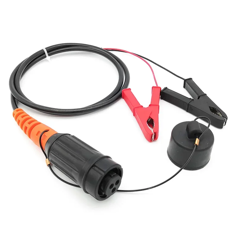 Power cable for LAUL/LAUX Box lead in cable 1.5 meters, terminated with 2 pcs Alligator clip 3 pins Geophysical connector