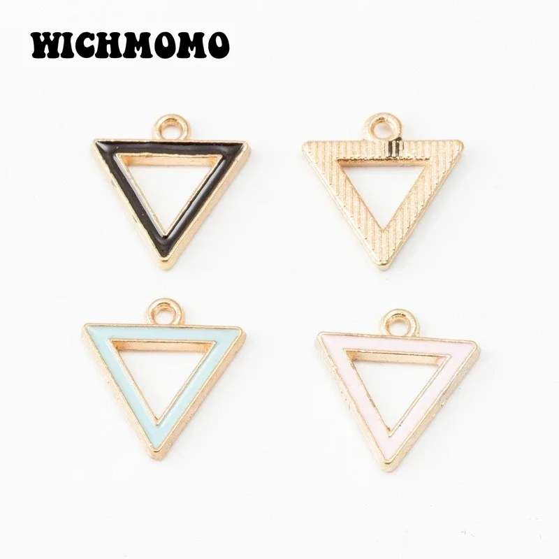 New Fashion 16*17mm 10pcs/bag Zinc Alloy Enamel Il Triangle Charms Pendants for DIY Earring Jewelry Accessories
