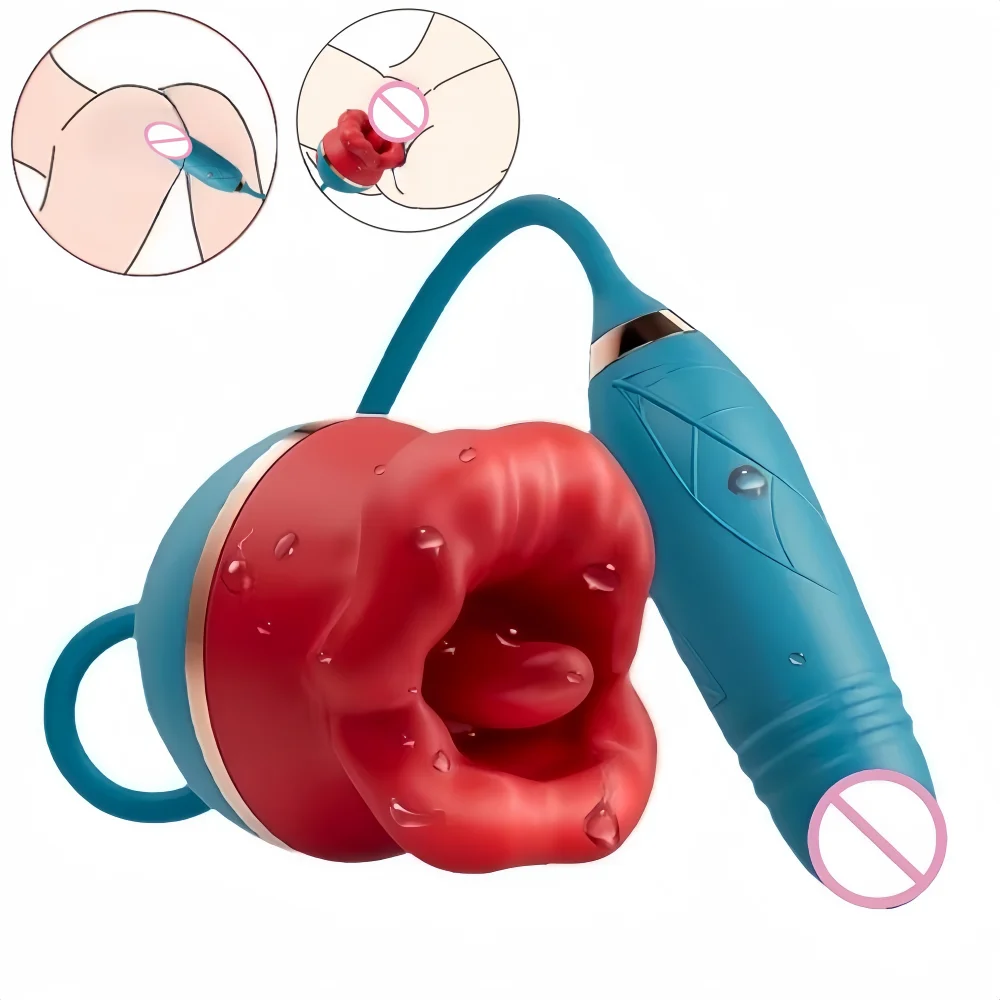 Tongue Licking Clitoral Nipple Vibrator 2-in-1 Insertable Vaginal G-Spot Extendable Massager Female Masturbator Adult Sex Toy