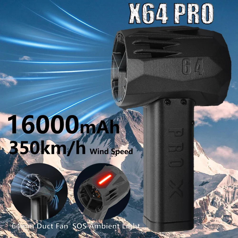 

X64PRO Violent Мини-вентилятор 16000 мАч Violent Turbo Jet Вентилятор Мощный автомобильный пылесборник 64 мм Канальный вентилятор Тяга 1500G Скорость ветра 350 км/ч