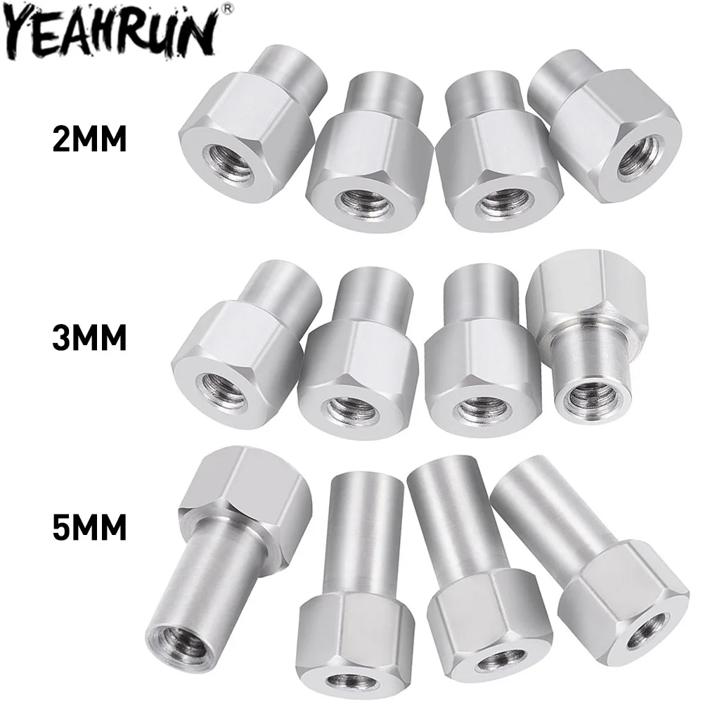 YEAHRUN 4PCS M2 Hex Wheel Nuts Extension Adapter 2/3/5mm dla Axial SCX24 AX24 1/24 RC Crawler Car Upgrade Parts