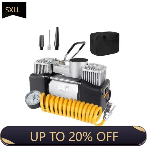 

SXLL Auto Tire High Pressure Twin Cylinder 12v Automotive Air Compressor 150 psi Portable Air Pump