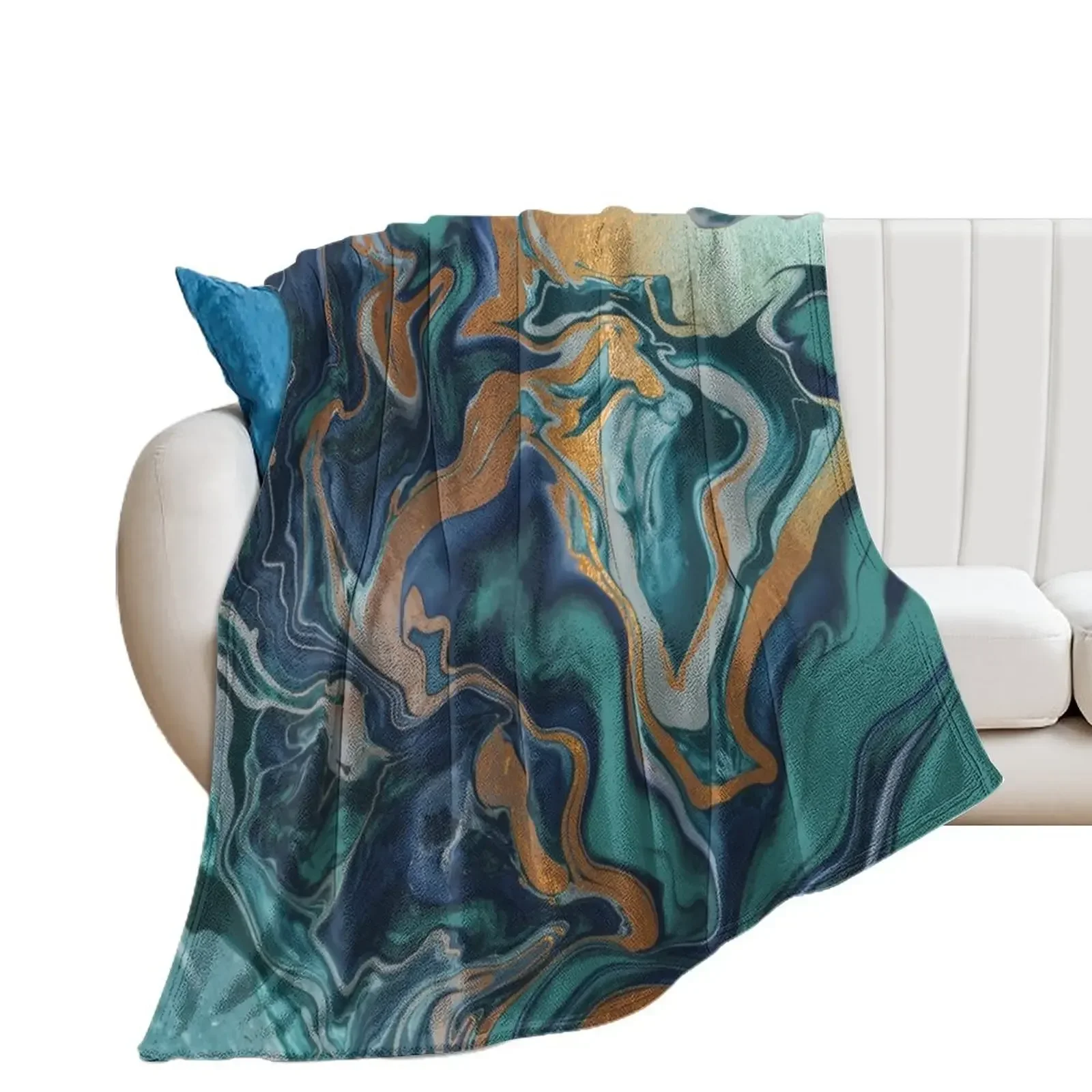 

DRAMAQUEEN MARBLE GREEN by Monika Strigel Throw Blanket Vintage Thermals For Travel Blankets