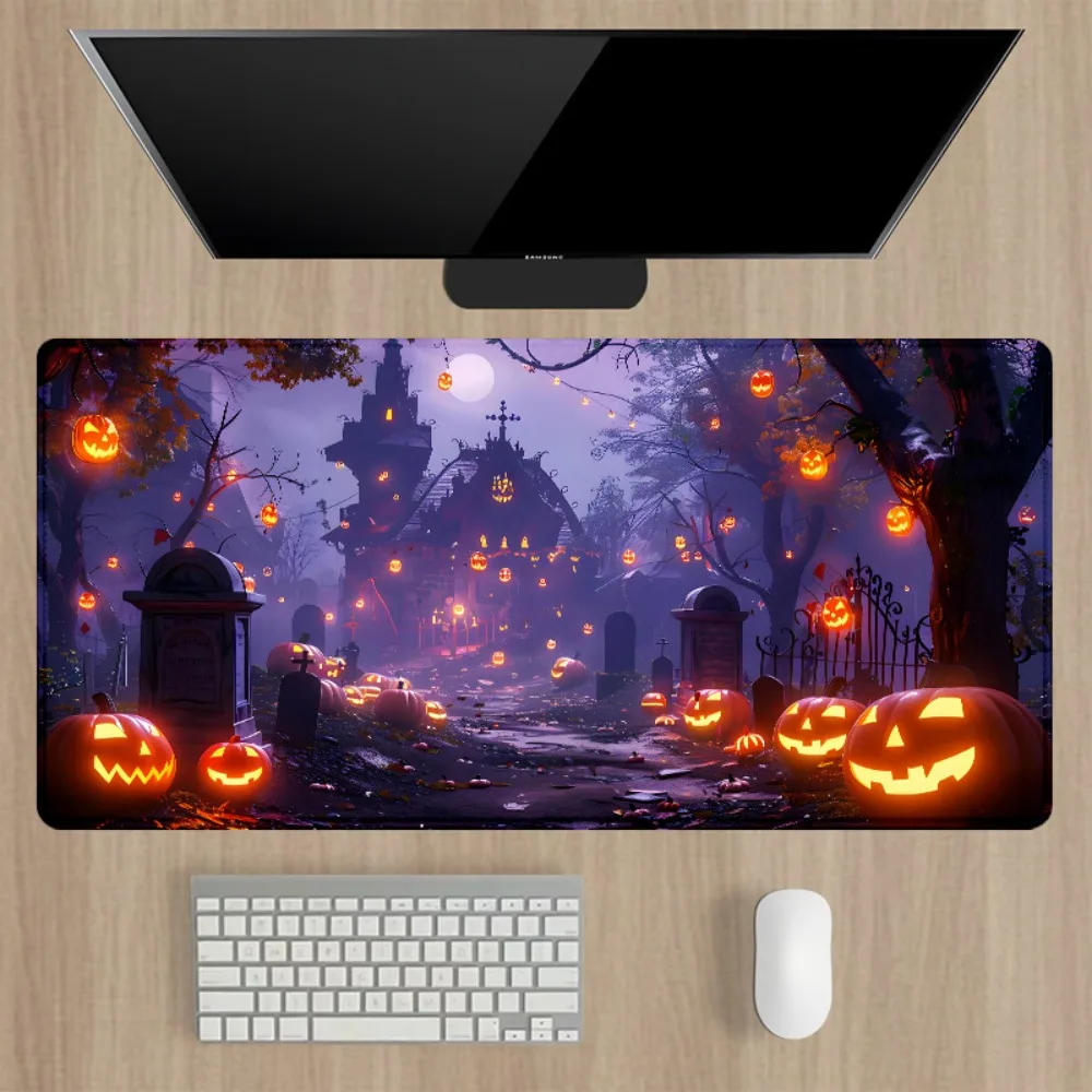 Anti-slip rubber base, waterproof and durable surface,pumpkin castle cemetery design office desk accessories alfombrillas gaming