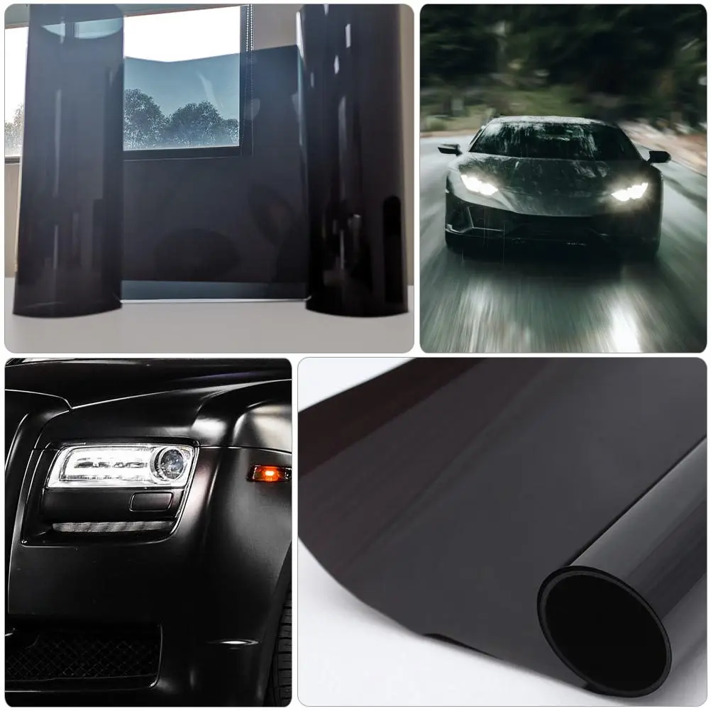 1Pcs Black Automotive Lamp Film PVC Car Film for Tail Light Window Shading Heat Insulation Explosion-Proof Uv Protection Low