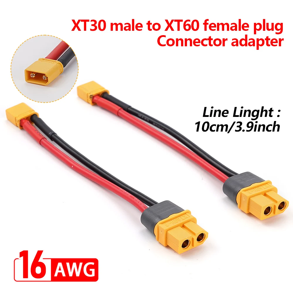 6AWG Silicone Wire XT30 Male To XT60 Female Plug Connector Adapter 1  For RC Lipo Battery RC  Car Boat Drone 100MM Length