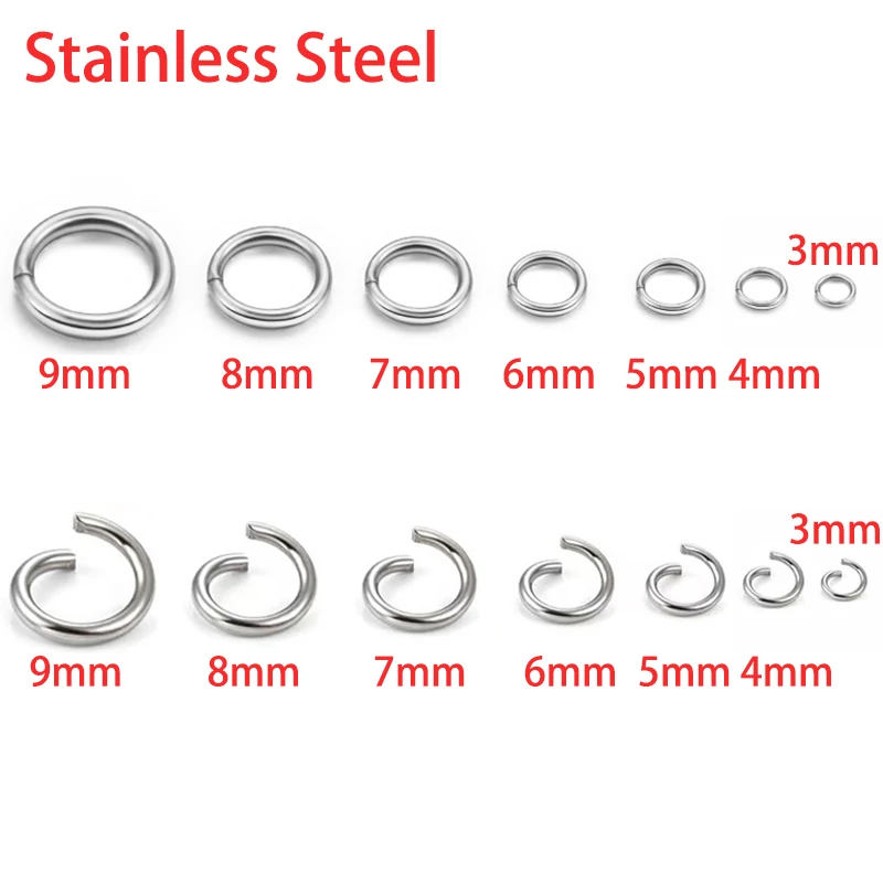 200pcs Never Fade Stainless Steel Open Jump Rings For Jewelry Making Supplies Closed Split Rings Connector DIY Necklace Bracelet