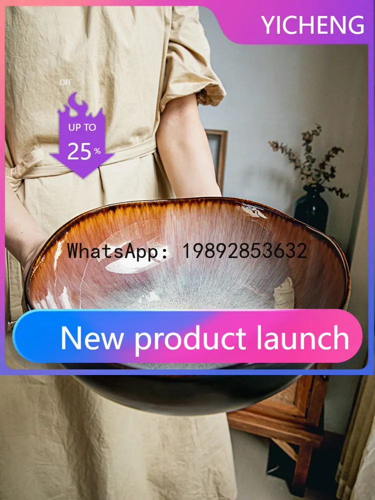 

9.5 inch ceramic sauerkraut fish big bowl hotel soup basin large