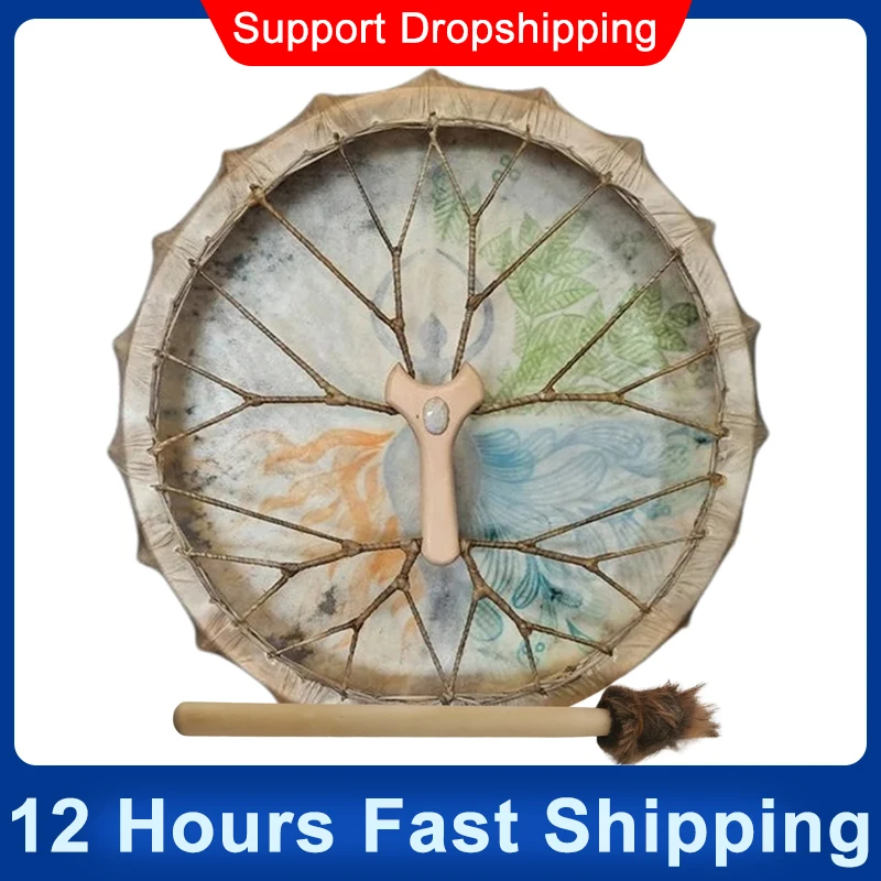 Shaman Drum Tree Of Life Decoration Design Handmade Shamanic Drum Symbol Of The Siberian Drum Spirit Music With Drumstick